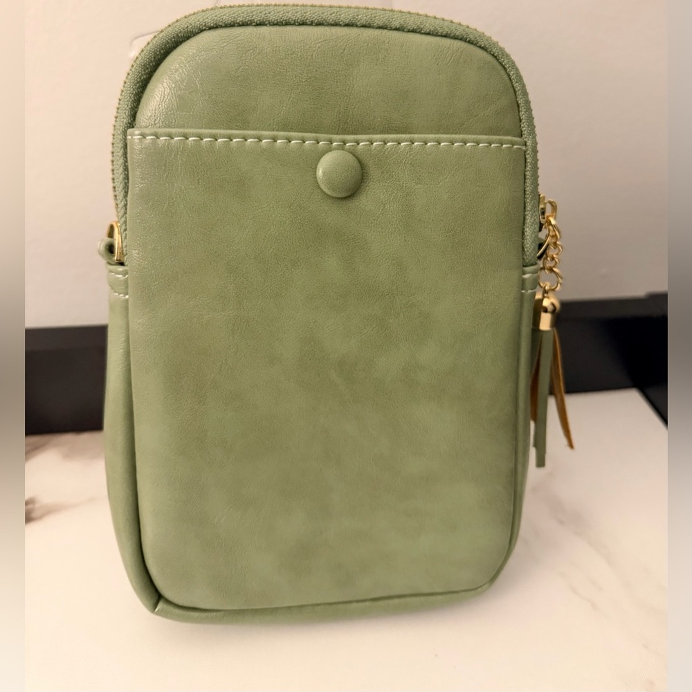 Aphison’s Sage Green Crossbody Bag with Tassel Accent - Picture 3 of 6